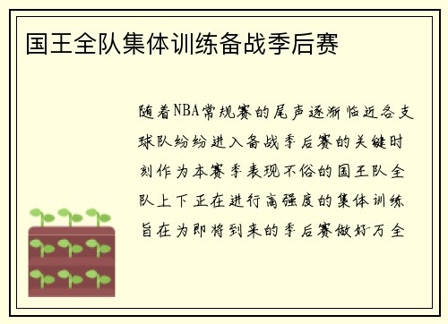 国王全队集体训练备战季后赛